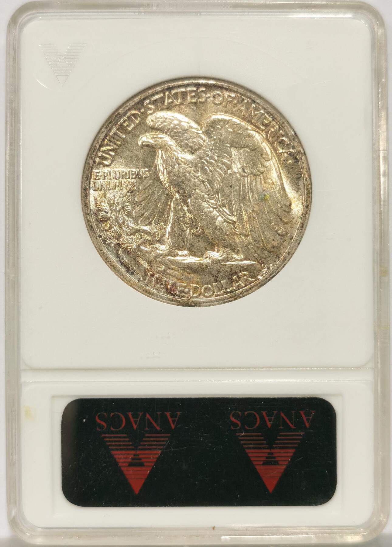 博洋堂世界钱币拍卖第151期（全场包邮） ANACS MS63 美国1942年行走女神半美元银币绝版经典小白盒，原汁原味淡彩老包浆，币面清爽干净又漂亮，打制精美，银光闪闪。ANACS绝版经典小白盒，以前许多小白盒换N，P升一级比比皆是，小白盒的品质保证很值得信赖，盒子本身就是古董级别的收藏品