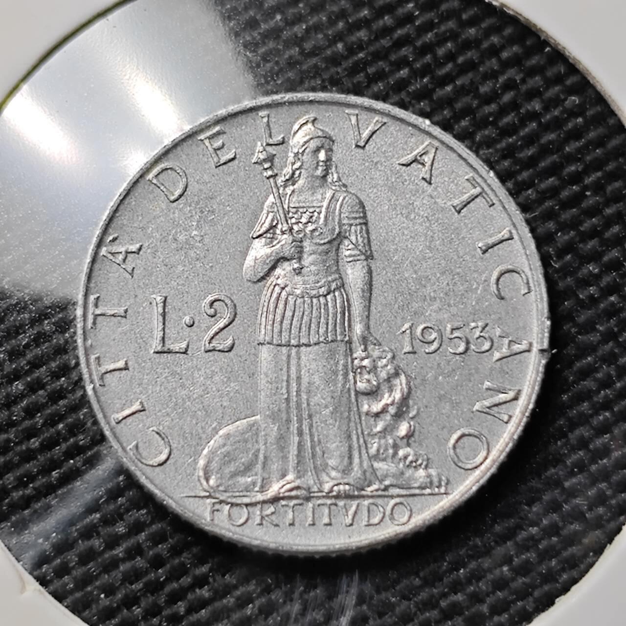 KK钱币收藏小铺 第378期  2月预留时间 周末发货 1953 梵蒂冈2里拉