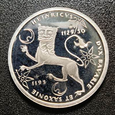 【德藏】世界币章拍卖第157期（拍品征集中~欢迎藏友联系） - 1995年 德国狮子亨利逝世800周年10马克银币 镜面十足 直径约：32.5mm；重约：15.6g
