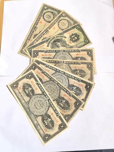 各国外币第102期 无佣金 - 墨西哥1 5 10比索7－8品 8张