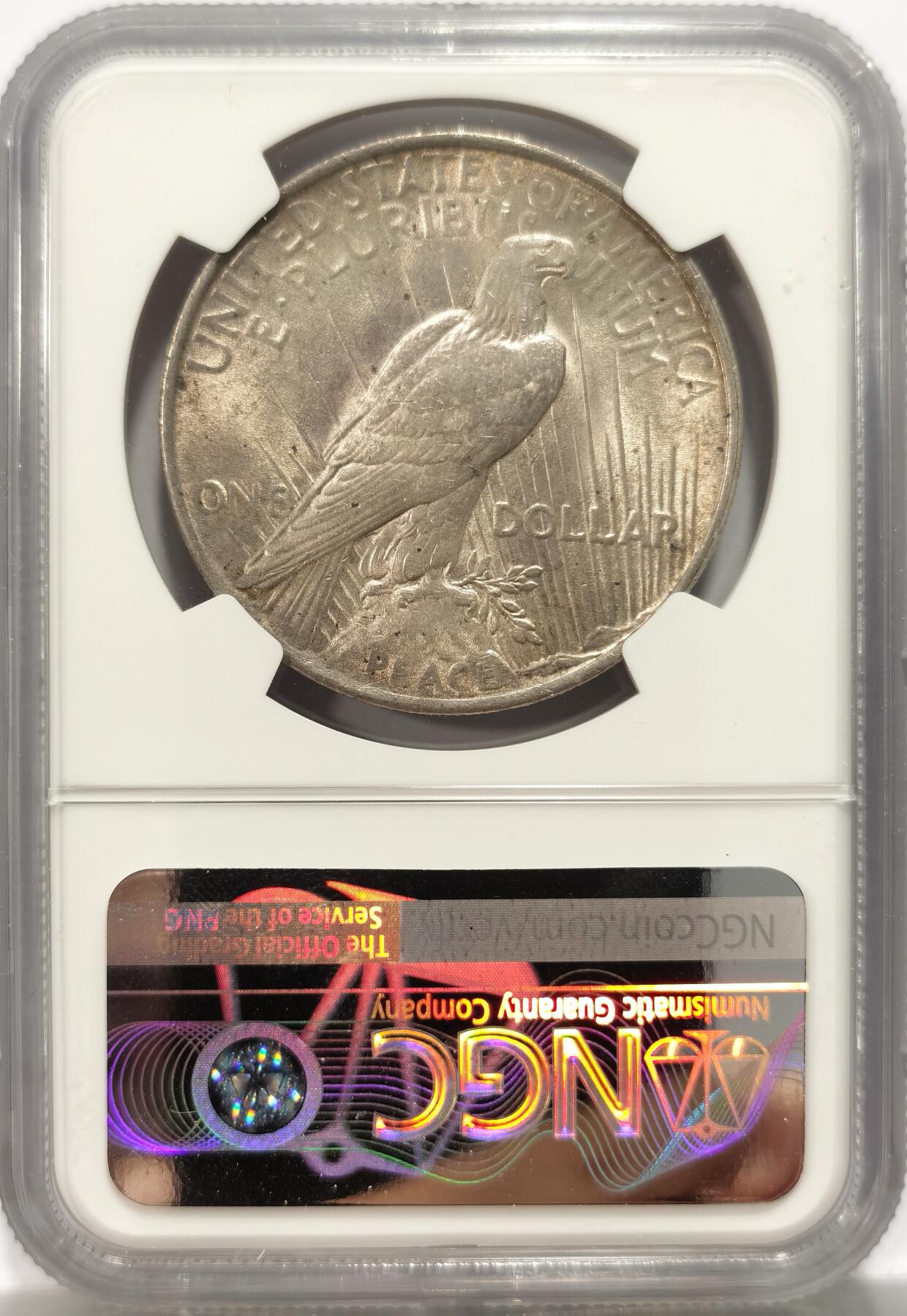 博洋堂世界钱币拍卖第151期（全场包邮） NGC MS63 美国1922年和平银币，黄油光包浆，转光好品，很舒服的状态。