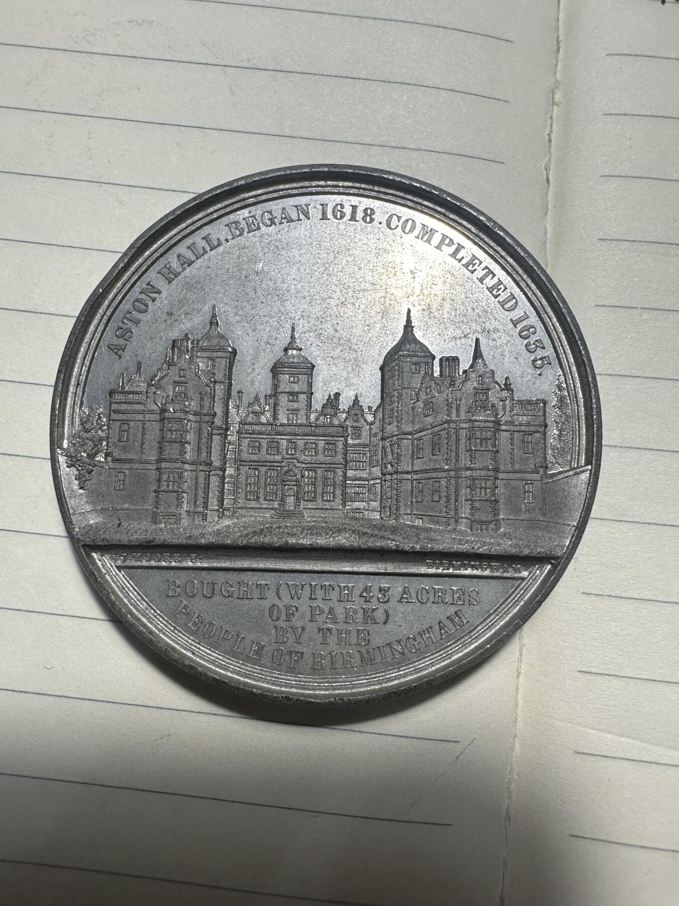 章，中外钱币 1858年维多利亚女王到访暨伯明翰阿斯顿庄园开放纪念章（合金材质）