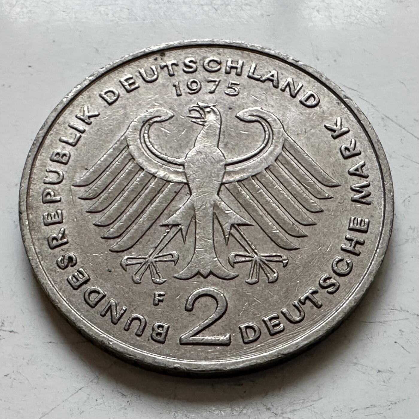 🌹外币初藏🌹🐯2025年第140场  每周二四六晚8️⃣点 接代拍 德国1975年F版 2马克 豪斯