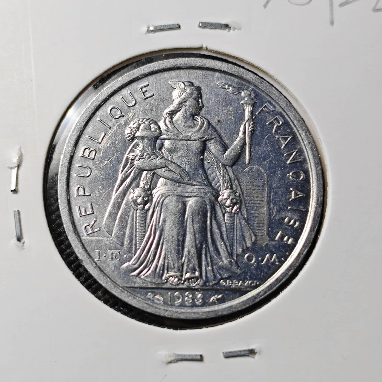 KK钱币收藏小铺 第378期  2月预留时间 周末发货  1983法属新喀里多尼亚2法郎