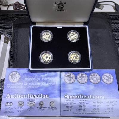 道一币馆币章第一百五十八场 - 原盒证 英国2003年英国的桥系列1镑精制银币四枚套