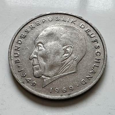 🌹外币初藏🌹🐯2025年第140场  每周二四六晚8️⃣点 接代拍 - 德国1974年G版 2马克 阿登纳