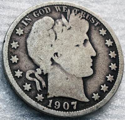 文馨钱币收藏第 285 场，【 长期接收代拍品】银币，评级币，散币场 - 1907 年美国自由头理发师 半美元银币 900 高银，第十六版