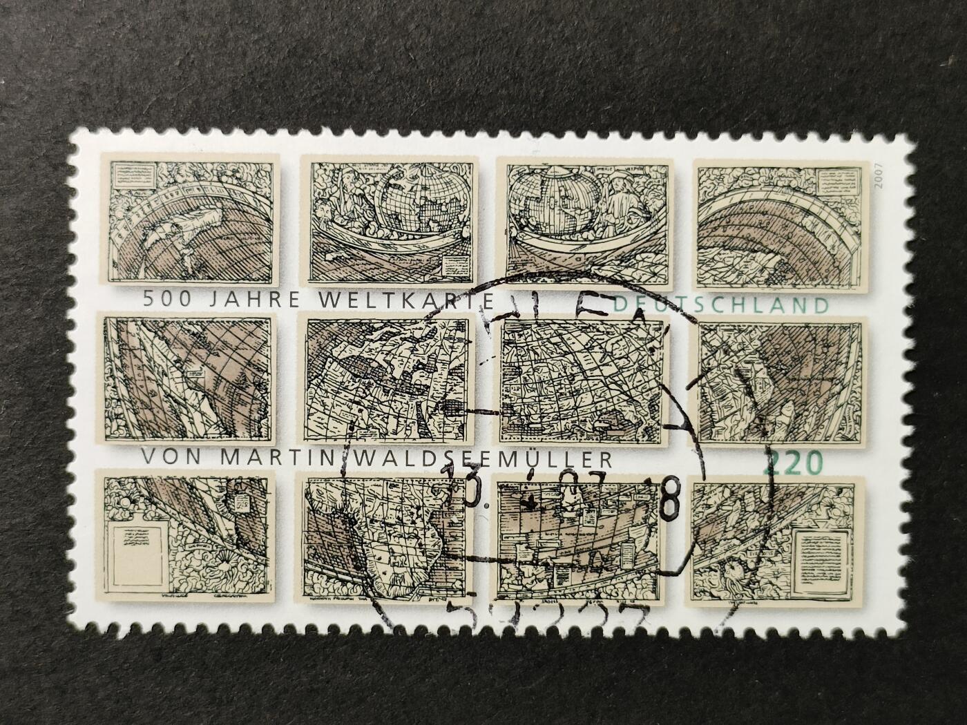 ↓君缘收藏677期☞钱币邮品↓无佣金、可寄存、满30元包邮  德国邮票，2007年维尔德西姆勒世界地图出版500周年邮票1全