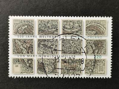 ↓君缘收藏677期☞钱币邮品↓无佣金、可寄存、满30元包邮  - 德国邮票，2007年维尔德西姆勒世界地图出版500周年邮票1全