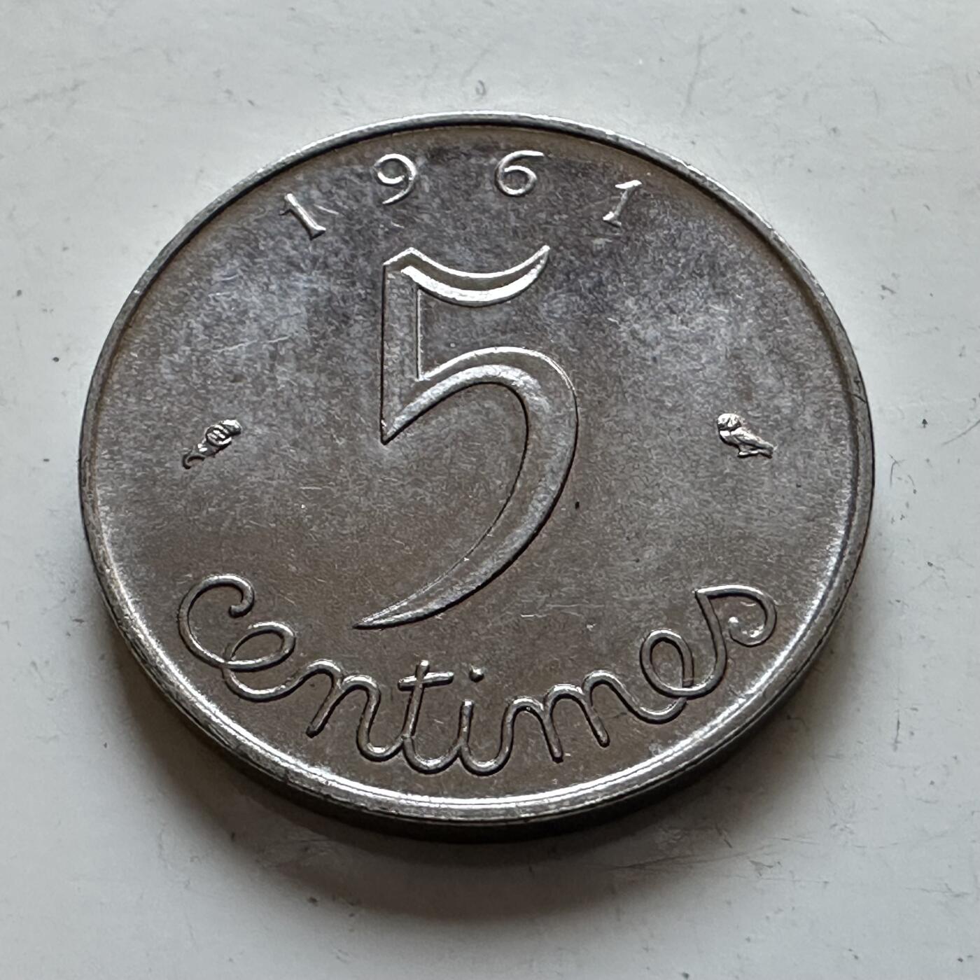 🌹外币初藏🌹🐯2025年第140场  每周二四六晚8️⃣点 接代拍 法国1961年五分