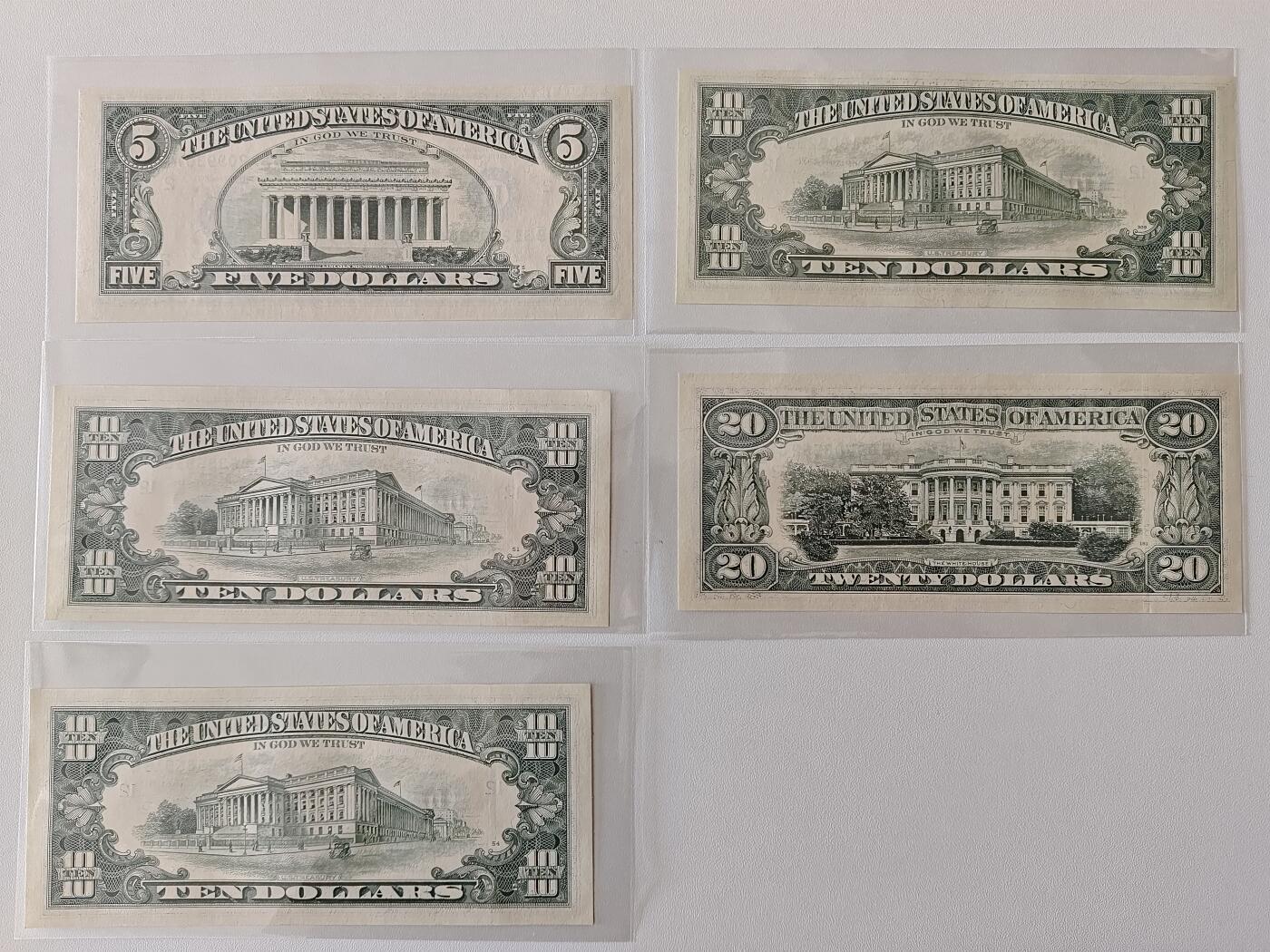 【礼羽收藏】🌏世界钱币拍卖第115期 小头美元五张全新unc