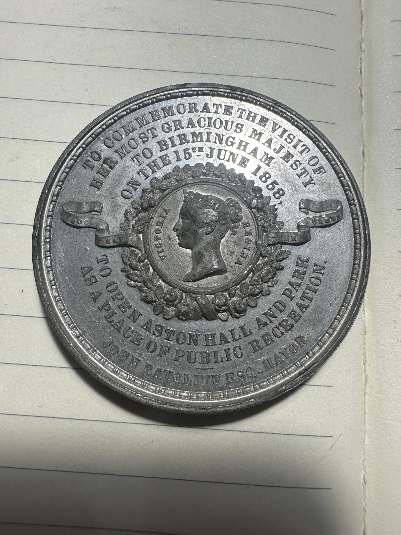 章，中外钱币 1858年维多利亚女王到访暨伯明翰阿斯顿庄园开放纪念章（合金材质）