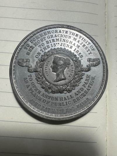 章，中外钱币 - 1858年维多利亚女王到访暨伯明翰阿斯顿庄园开放纪念章（合金材质）