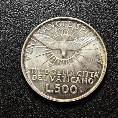 【德藏】世界币章拍卖第157期（拍品征集中~欢迎藏友联系） - 1963年 梵蒂冈教皇缺位500里拉纪念银币 淡彩原光极强 直径约：29.3mm；重约：10.9g