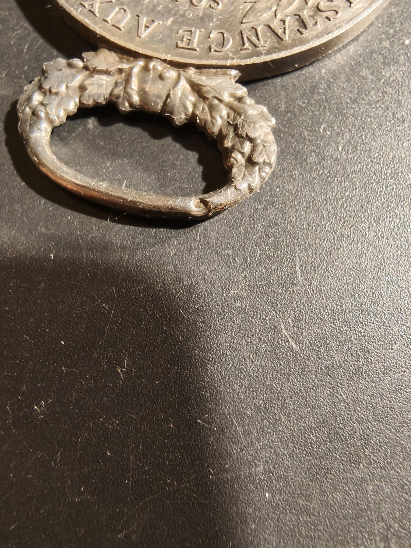 老王徽章第169期 法国早期动物保护协会银质奖章     吊环带银标     21.5g