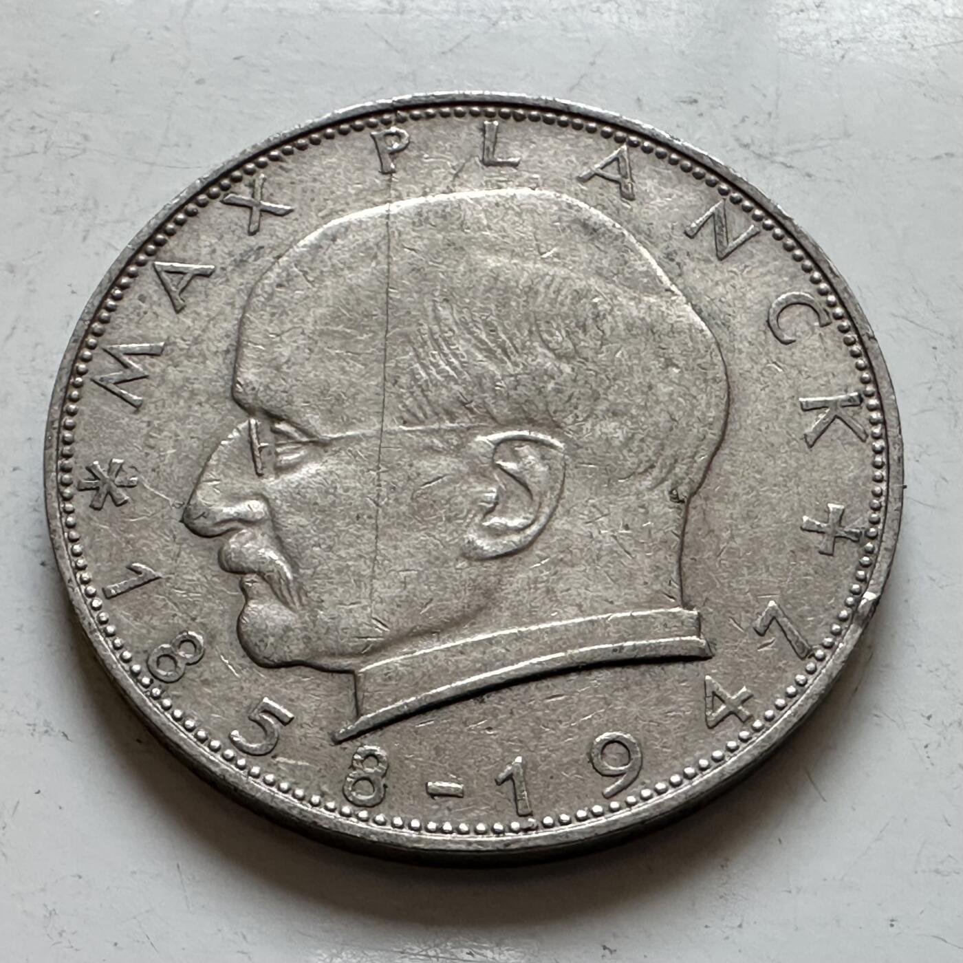 🌹外币初藏🌹🐯2025年第140场  每周二四六晚8️⃣点 接代拍 德国1959年F版 2马克 普朗克