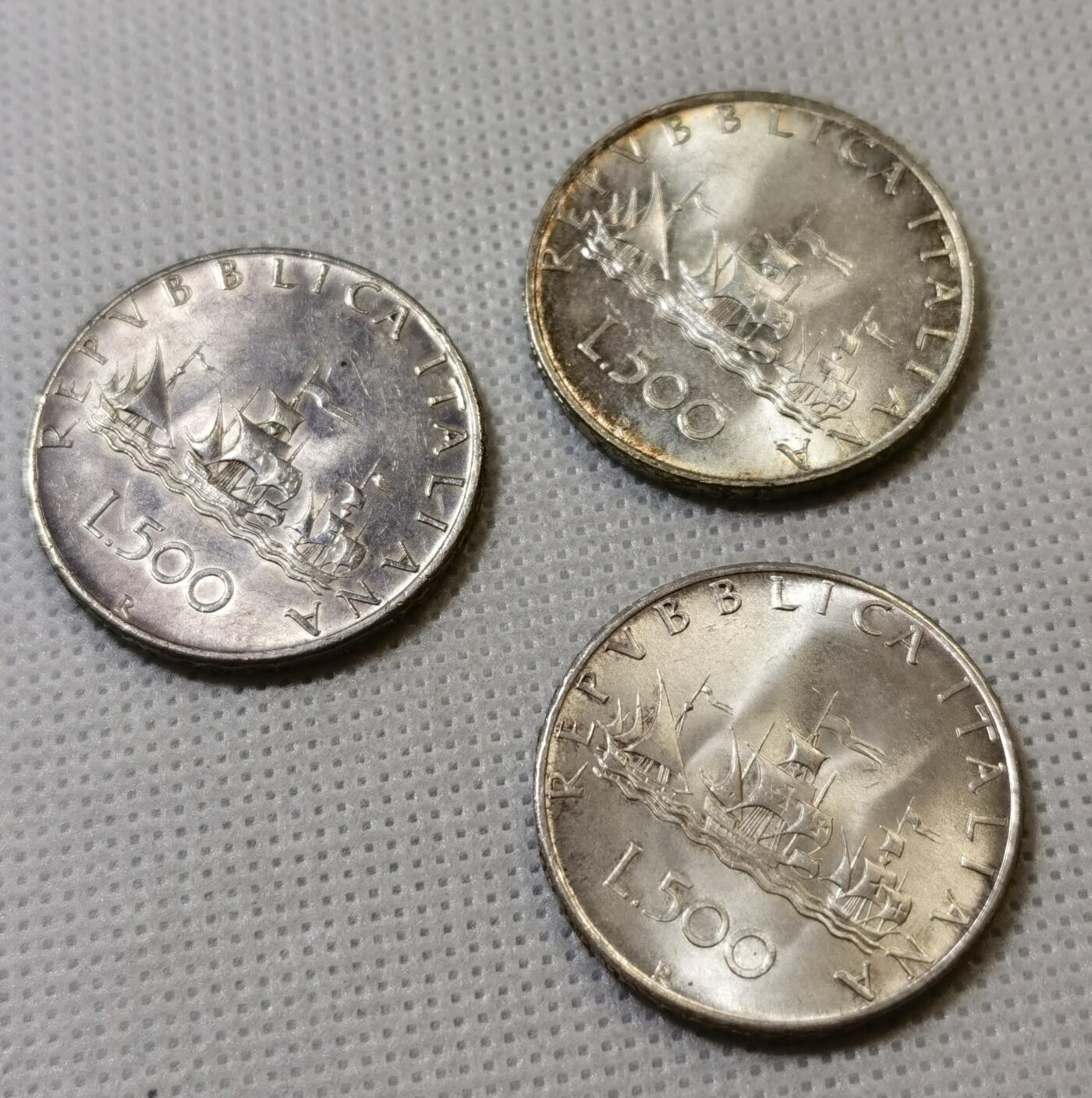 甄臻铺-世界币章拍卖（第43期）送拍享返佣金等优惠多多 3枚意大利帆船少女500里拉银币 UNC-BU极美品，细节见图