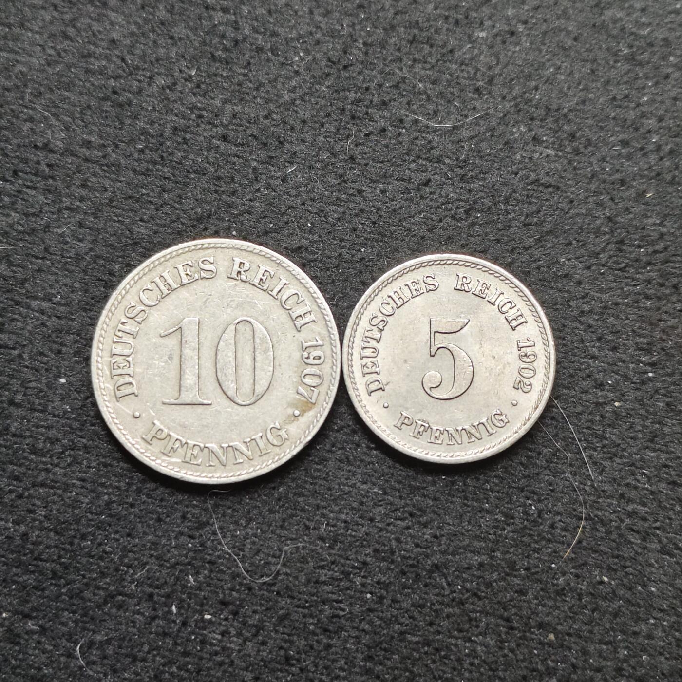 【全场包邮】纯粹捡漏拍484场（免费代拍第21场） 德国第二帝国各年份5-10芬尼2枚好品相一组