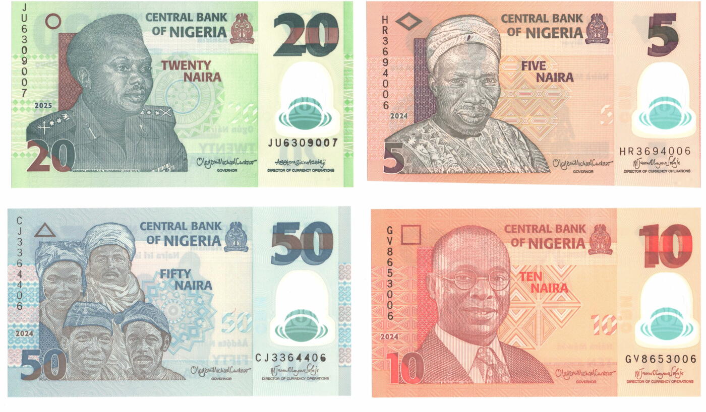非洲-尼日利亚 全套8枚纸币及塑料钞