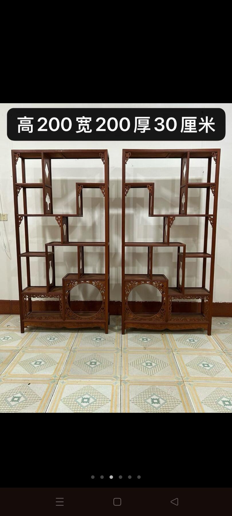 核桃木多宝阁，尺寸如图，结实牢固，全品无松动