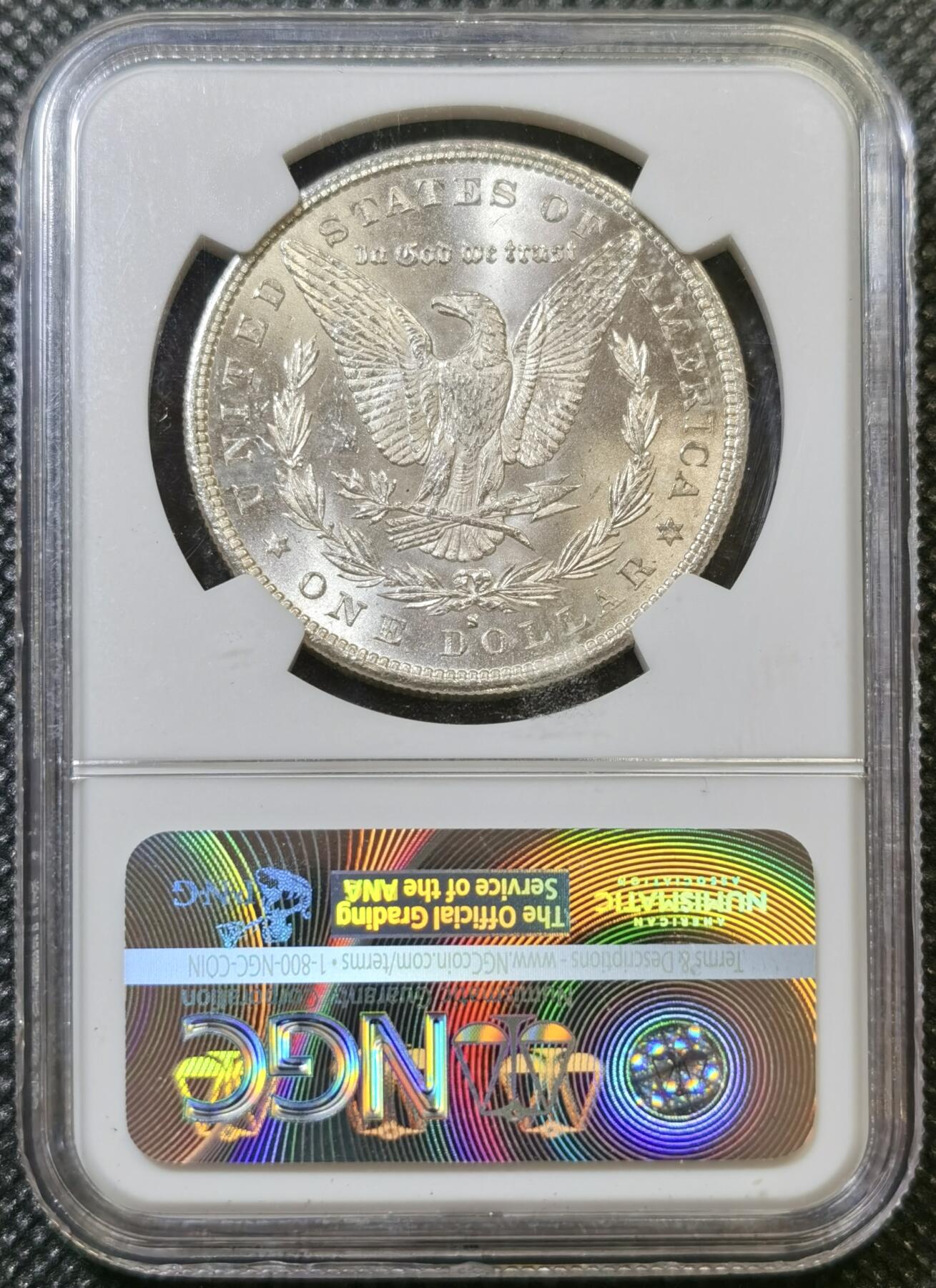 甄臻铺-世界币章拍卖（第43期）送拍享返佣金等优惠多多 NGC-MS64 1880年S版摩根，币面干净，PL质感