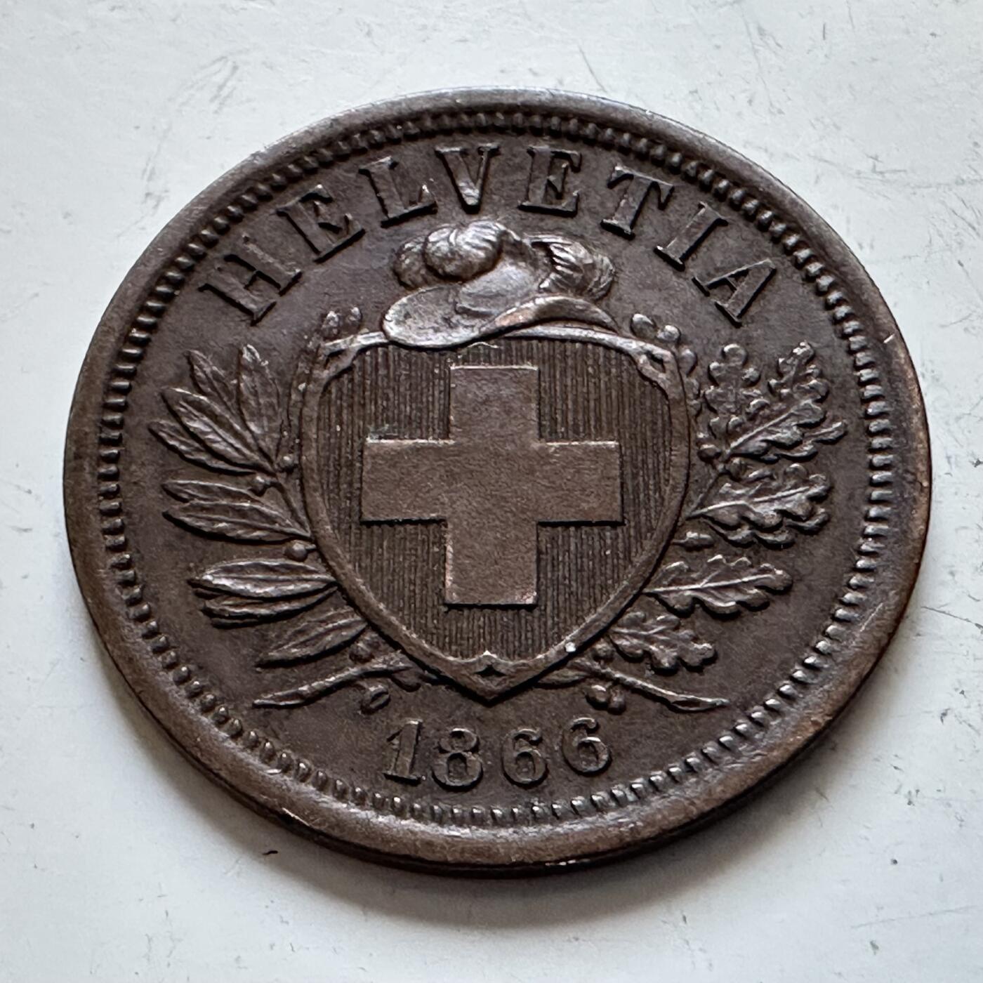 🌹外币初藏🌹🐯2025年第140场  每周二四六晚8️⃣点 接代拍 瑞士1866年2分