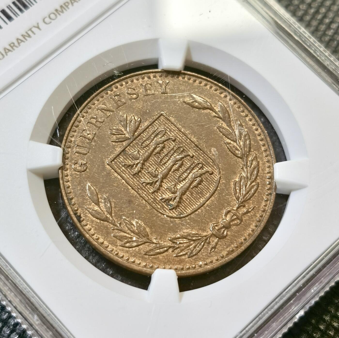 甄臻铺-世界币章拍卖（第43期）送拍享返佣金等优惠多多 NGC-MS62BN 英属泽西岛1945 1/12先令铜币，温润状态，比本土便士少见的多