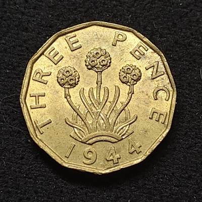 【全场包邮】纯粹捡漏拍484场（免费代拍第21场） - 英国1944年乔治六世3便士