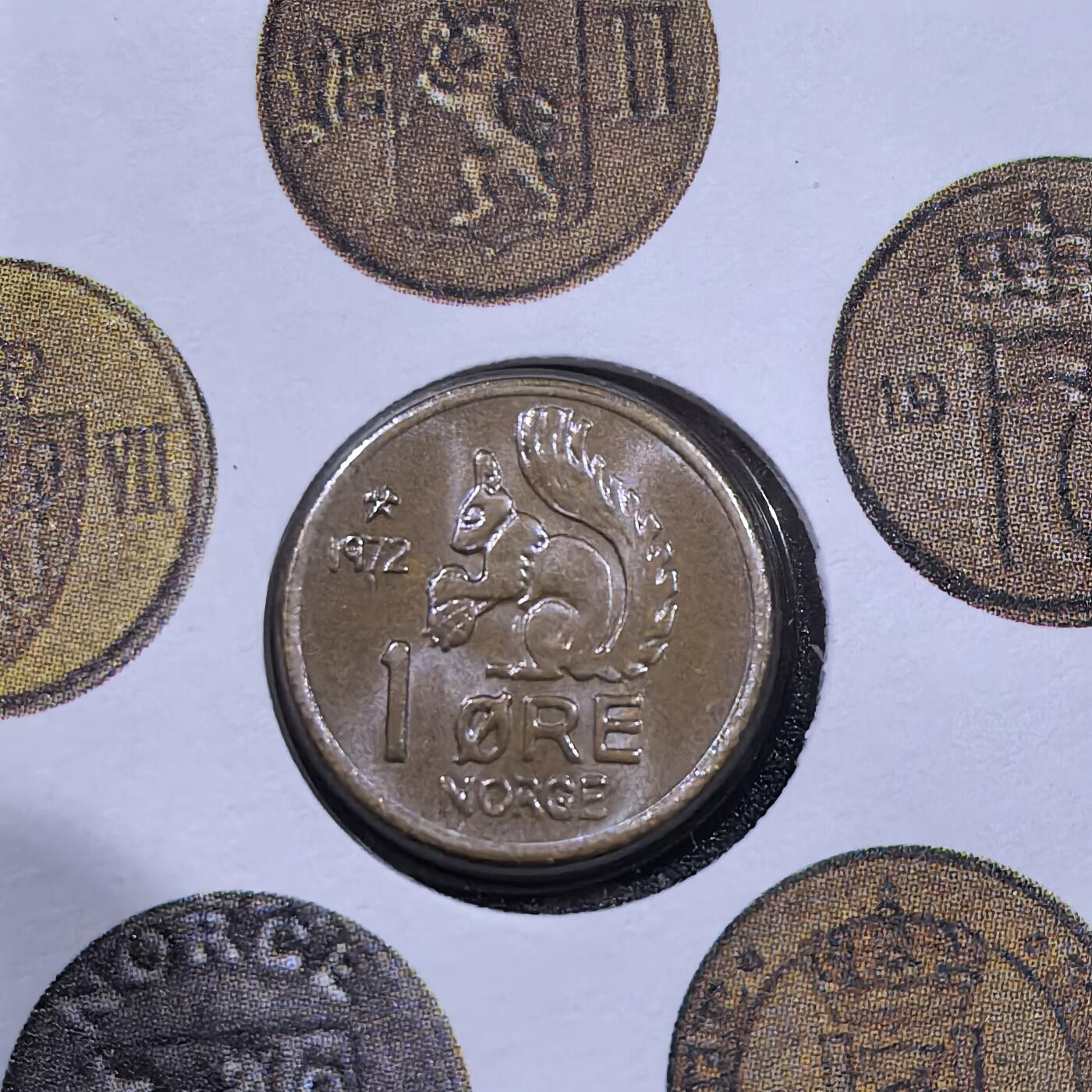 道一币馆币章第一百五十八场 邮币封 挪威1972年松鼠1欧尔铜镍币