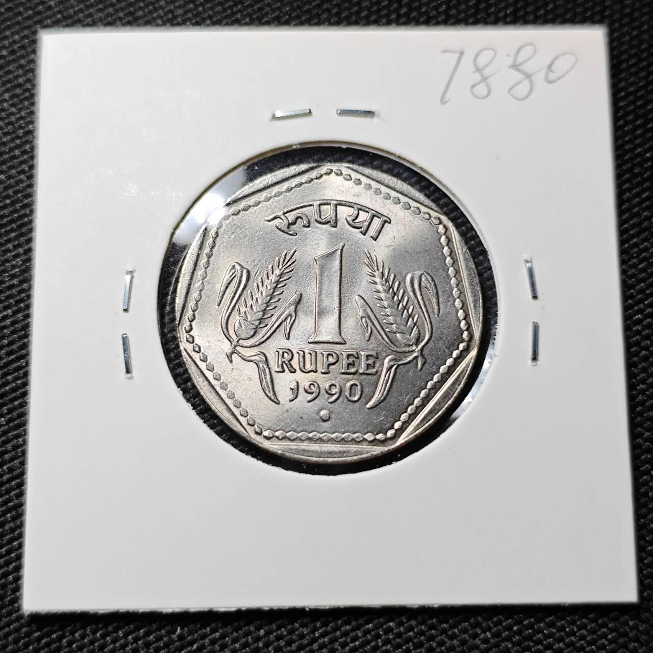 KK钱币收藏小铺 第378期  2月预留时间 周末发货  1990印度1卢比安全边 好品