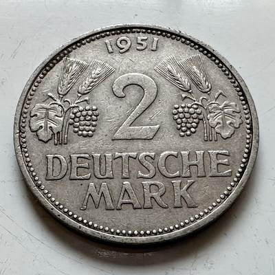 🌹外币初藏🌹🐯2025年第140场  每周二四六晚8️⃣点 接代拍 - 德国1951年F版2马克 独年版