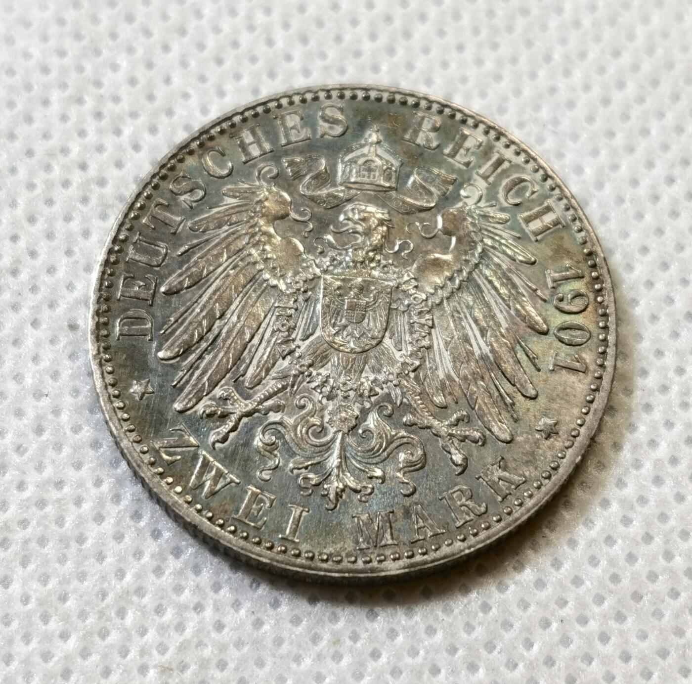 甄臻铺-世界币章拍卖（第43期）送拍享返佣金等优惠多多 AU 德国普鲁士1901年建国200周年2马克银币，细节见图