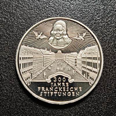 【德藏】世界币章拍卖第157期（拍品征集中~欢迎藏友联系） - 1998年 德国富兰克林基金会成立300周年10马克纪念银币 镜面十足 直径约：32.5mm；重约：15.4g