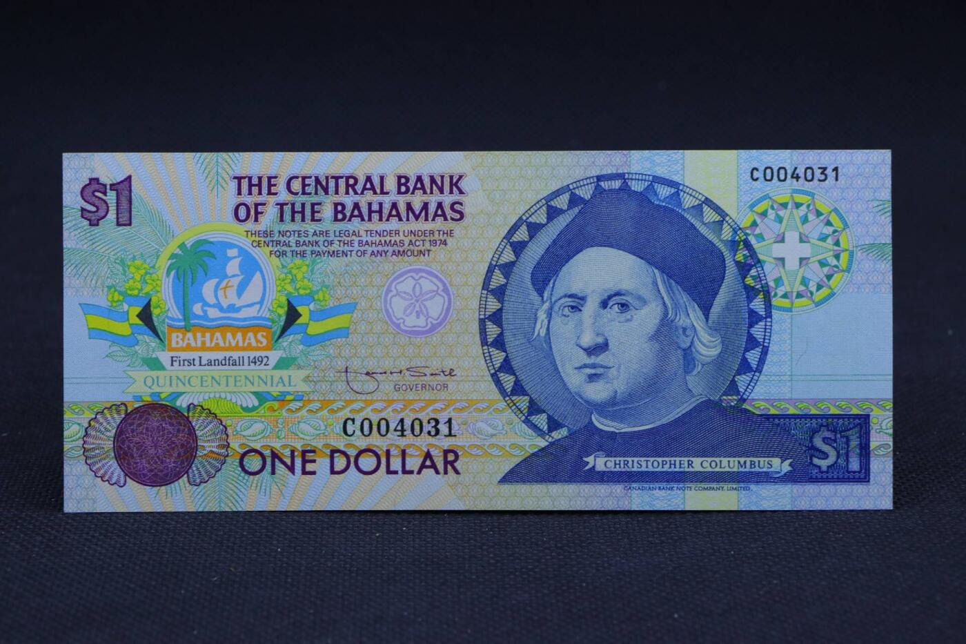 【淘币小摊】限时拍第八百二十八拍  纸币场  满百包邮可预留两周  周一统一发货    巴哈马1974年1元纸币