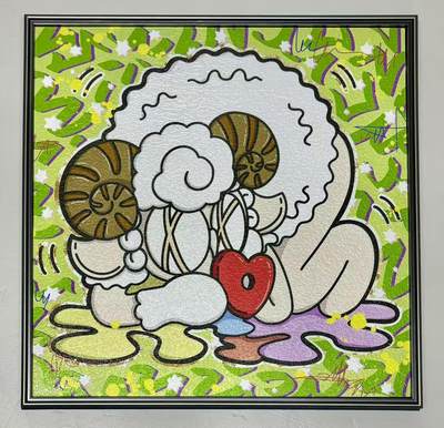 零元拍：歪歪 OWSON 系列作品装饰肌理画《十二星座-白羊座》，相框尺寸35/35CM。因展品出展，镜框可能有轻微划痕，介意勿拍 - 零元拍：歪歪 OWSON 系列作品装饰肌理画《十二星座-白羊座》，相框尺寸35/35CM。因展品出展，镜框可能有轻微划痕，介意勿拍