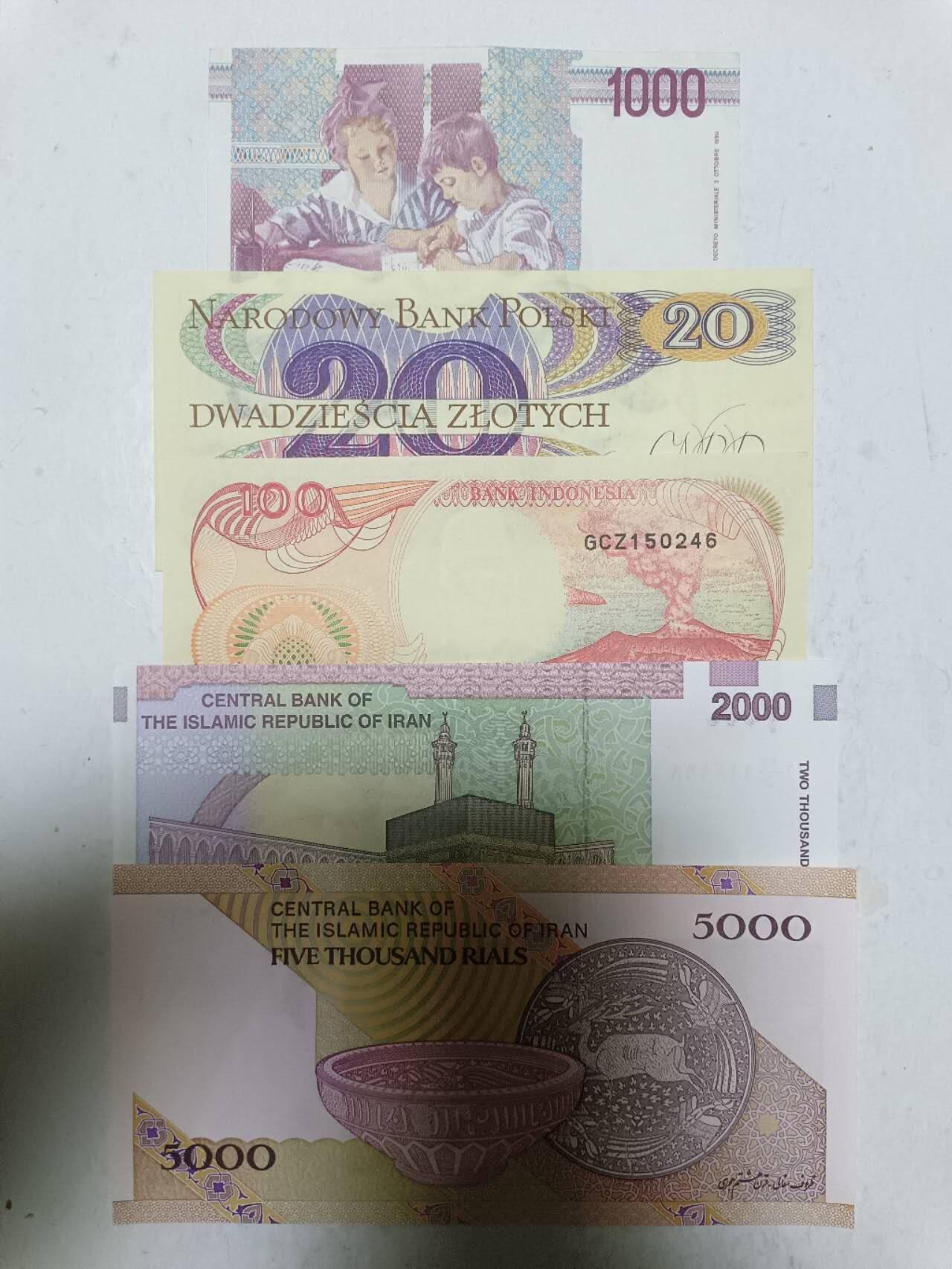 【20251213】非全新纸币和硬币第313场 外国5张纸币，全新