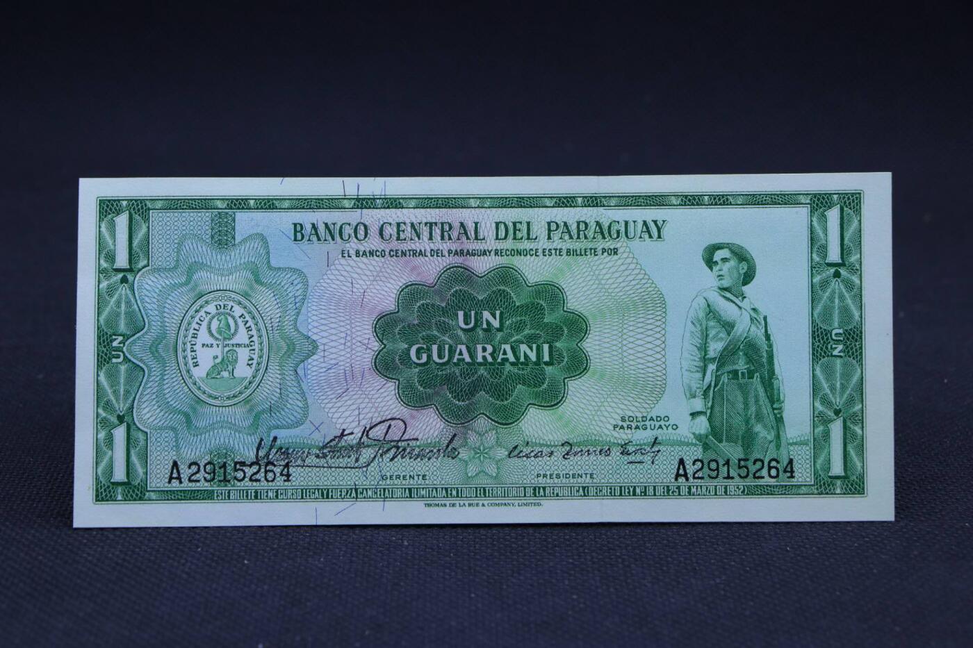 【淘币小摊】限时拍第八百二十八拍  纸币场  满百包邮可预留两周  周一统一发货   巴拉圭1952年1瓜拉尼纸币