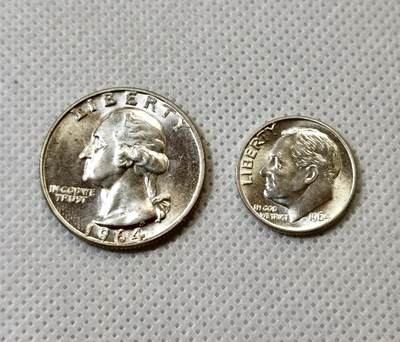 甄臻铺-世界币章拍卖（第43期）送拍享返佣金等优惠多多 - 罗斯福10美分，华盛顿25美分