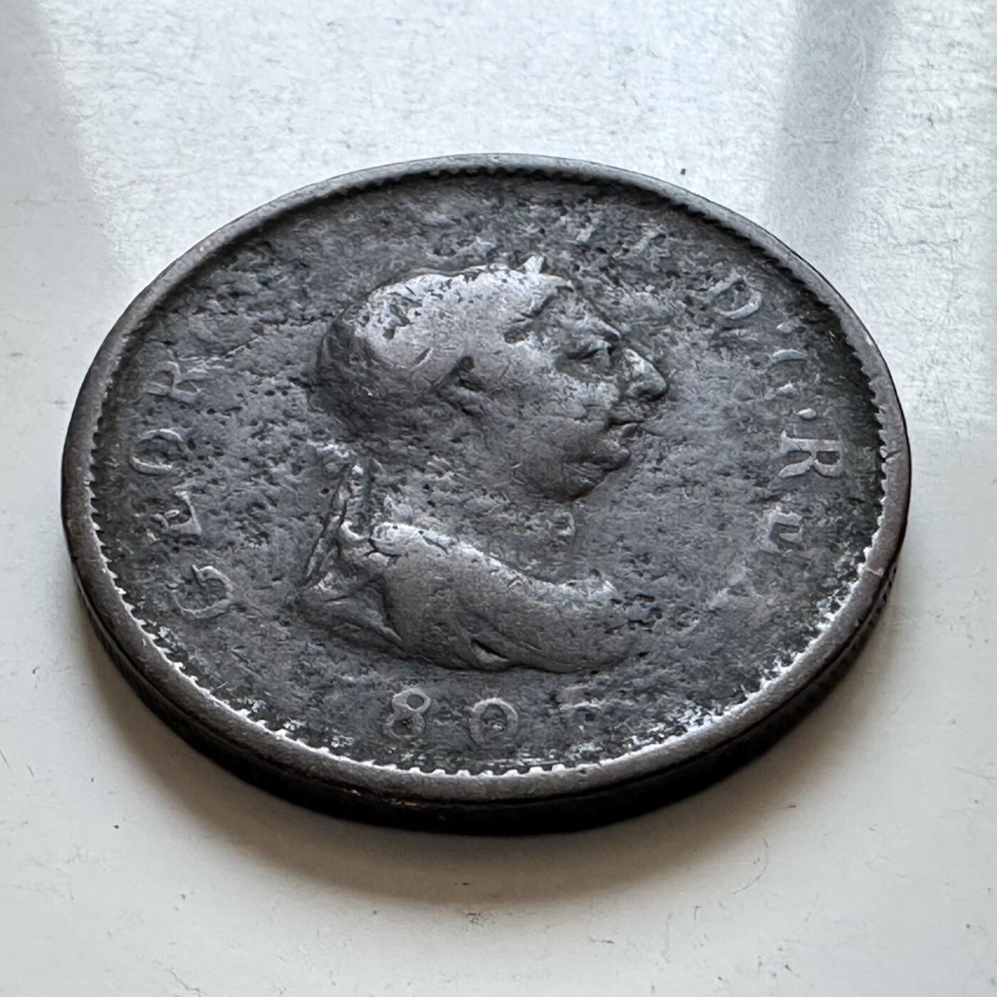 🌹外币初藏🌹🐯2025年第140场  每周二四六晚8️⃣点 接代拍 英国1806年乔治三世一便士大铜币 33.8毫米