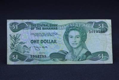 【淘币小摊】限时拍第八百二十八拍  纸币场  满百包邮可预留两周  周一统一发货  -  巴哈马1974年1元纸币【有折】