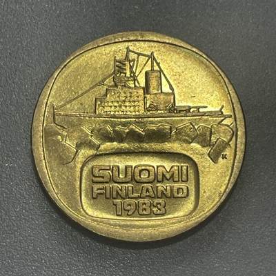 回流1215 - 全新芬兰1983年破冰船5马克铝青铜币