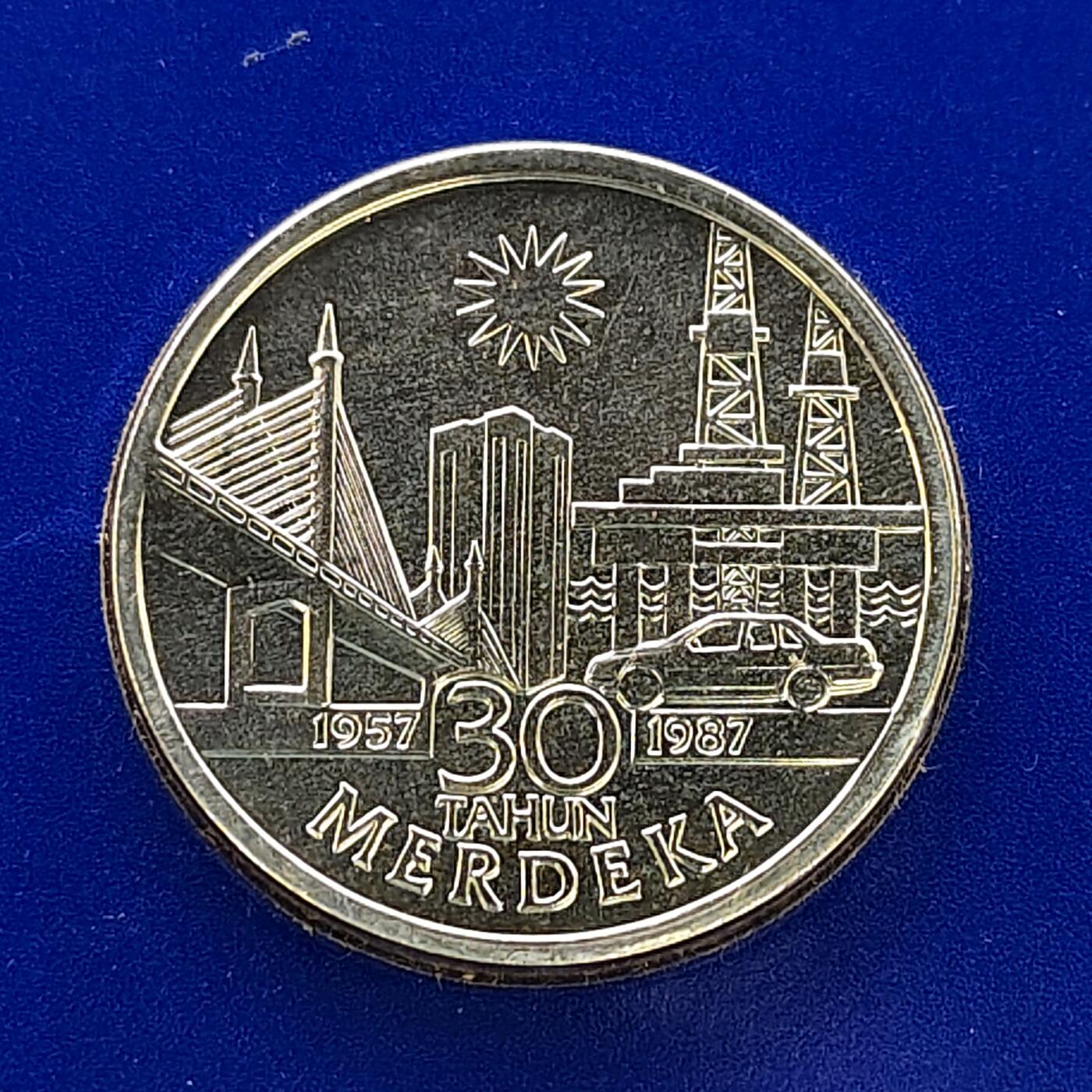 【全场包邮】纯粹捡漏拍485场（免费代拍第22场） 马来西亚1987年10林吉特独立30周年官方卡装精制纪念银币