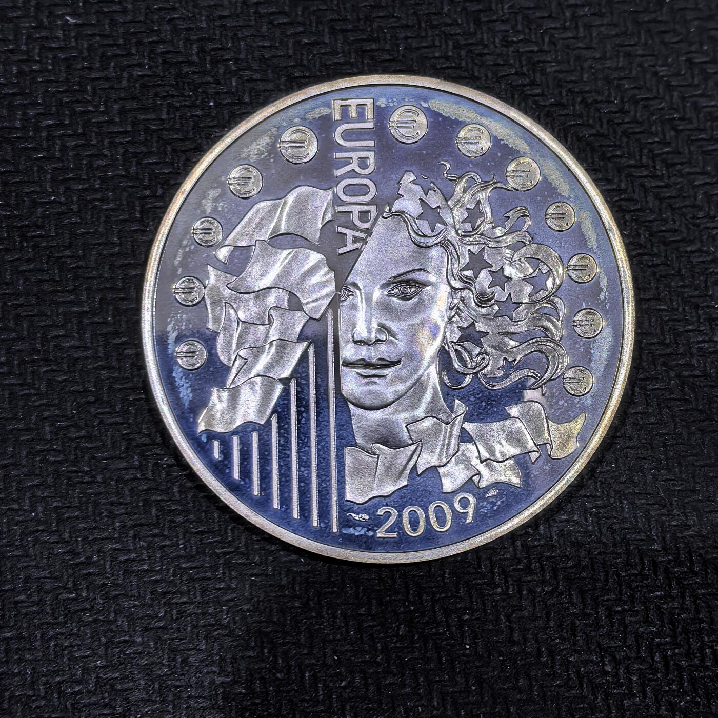 道一币馆币章第一百五十八场 原盒证 法国2009年柏林墙倒塌20周年10欧元银币