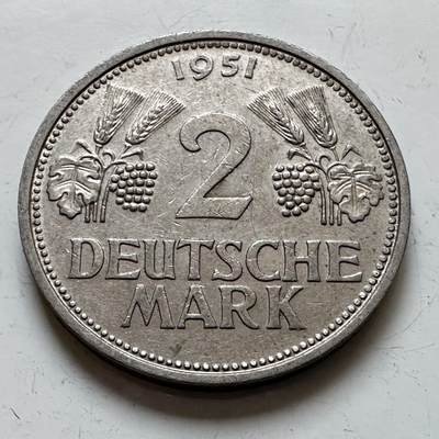 🌹外币初藏🌹🐯2025年第140场  每周二四六晚8️⃣点 接代拍 - 德国1951年D版2马克 独年版