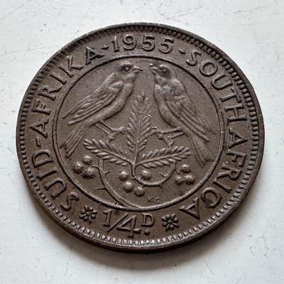 🌹外币初藏🌹🐯2025年第140场  每周二四六晚8️⃣点 接代拍 - 南非1955年1/4便士