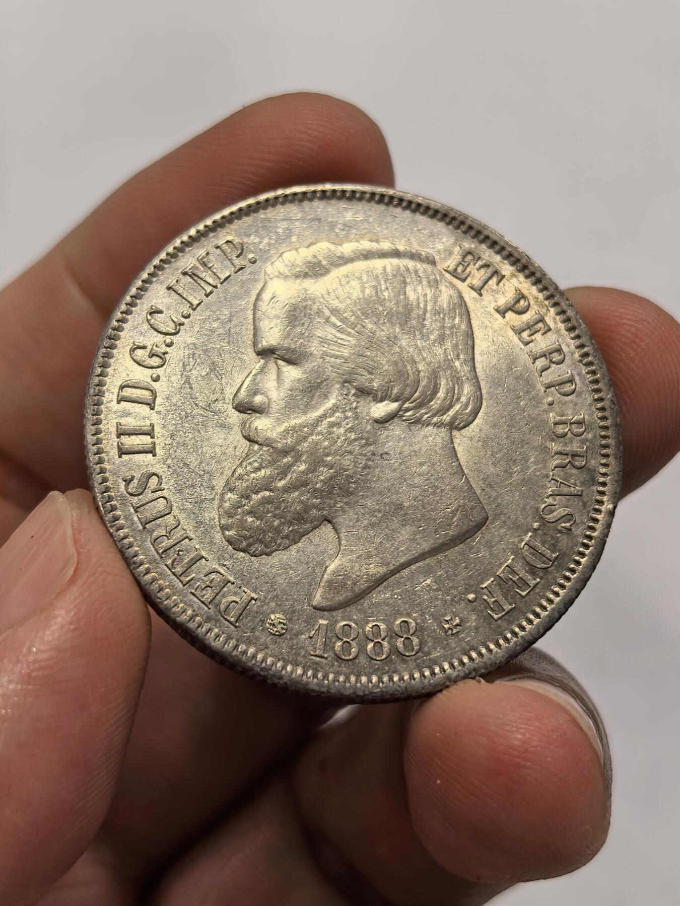 博洋堂世界钱币拍卖第151期（全场包邮） 巴西帝国1888年佩德罗二世2000瑞斯 unc转光