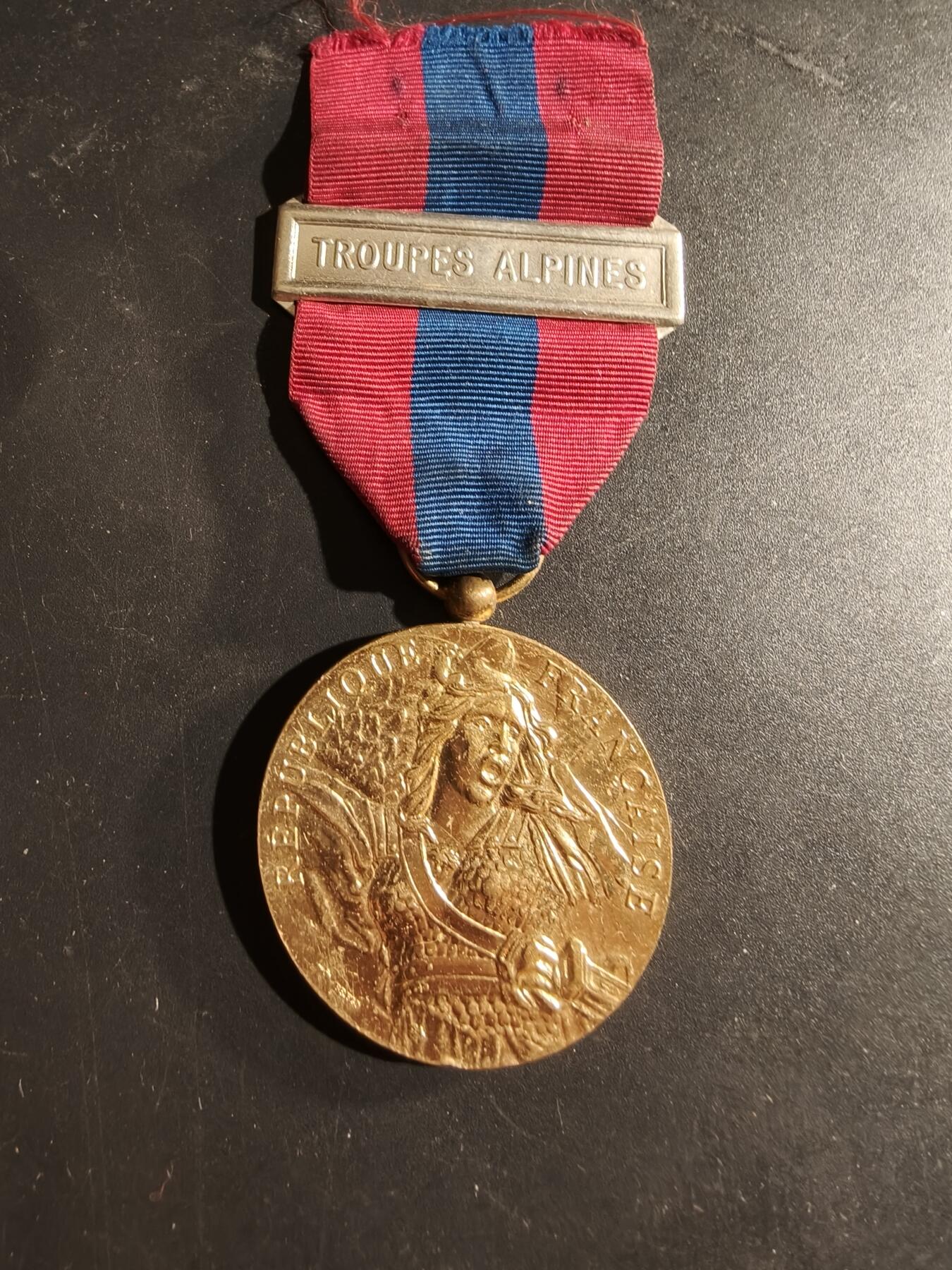 老王徽章第169期 法国金级国防服役奖章     山地部队勋条