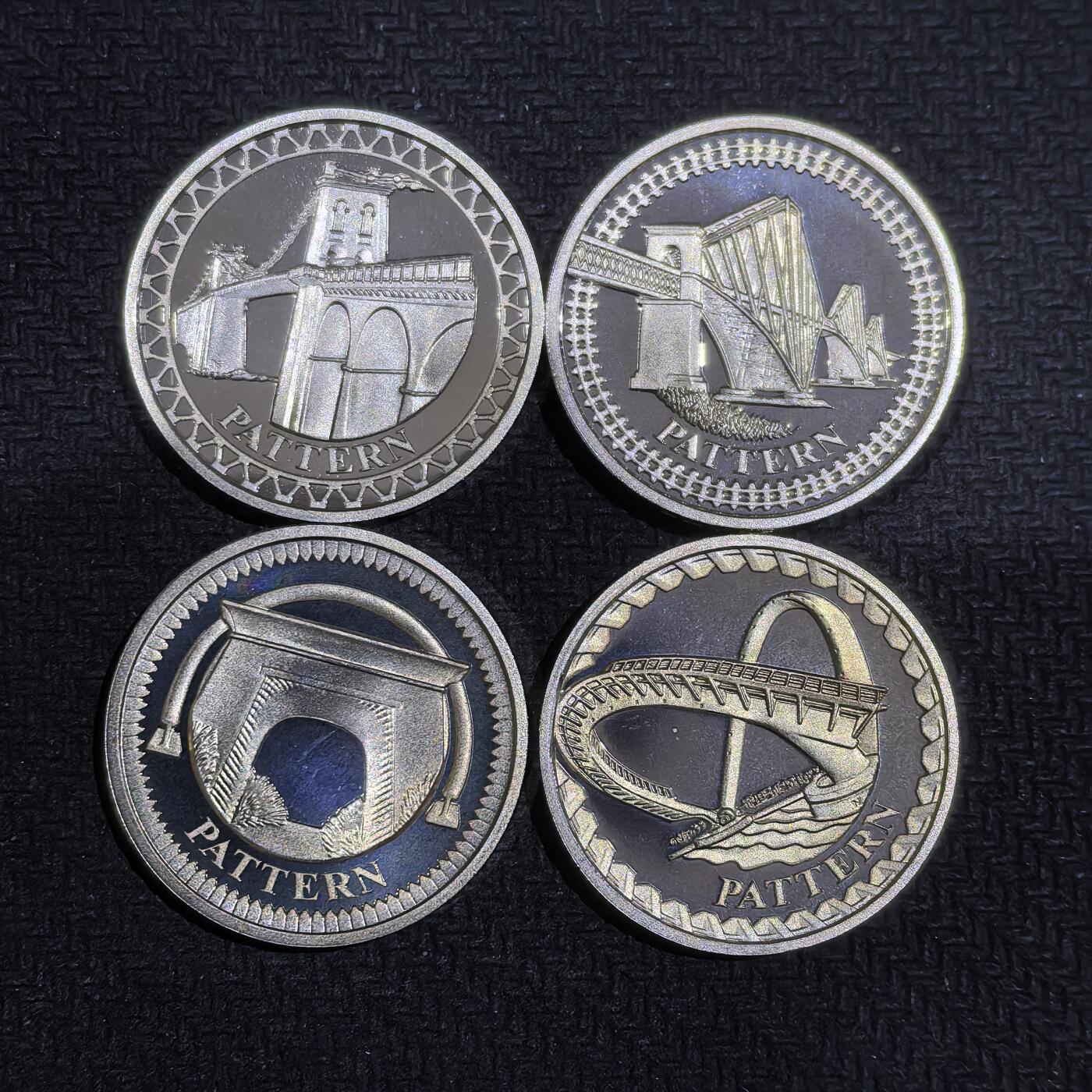 道一币馆币章第一百五十八场 原盒证 英国2003年英国的桥系列1镑精制银币四枚套