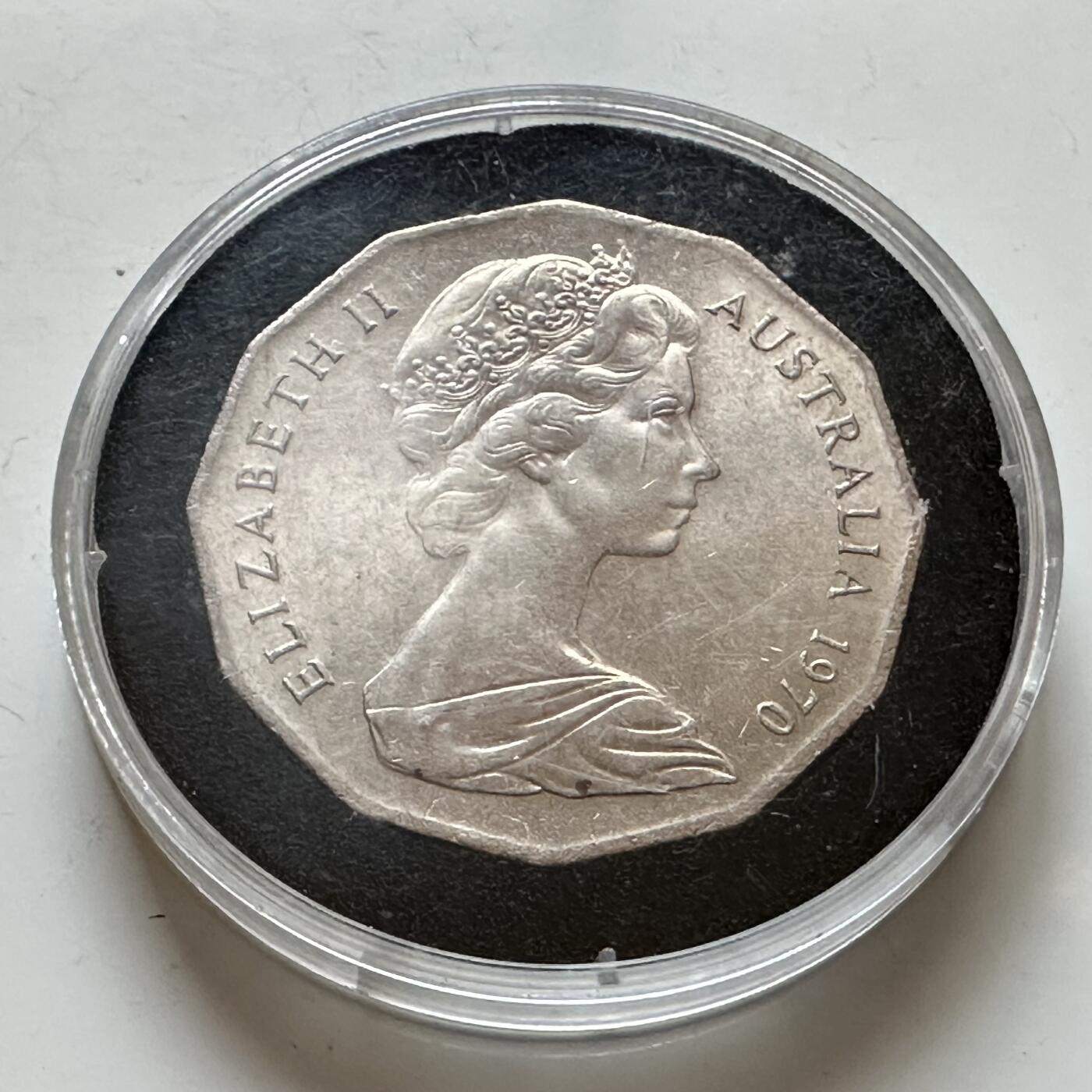 🌹外币初藏🌹🐯2025年第140场  每周二四六晚8️⃣点 接代拍 澳大利亚1970年五十分纪念币