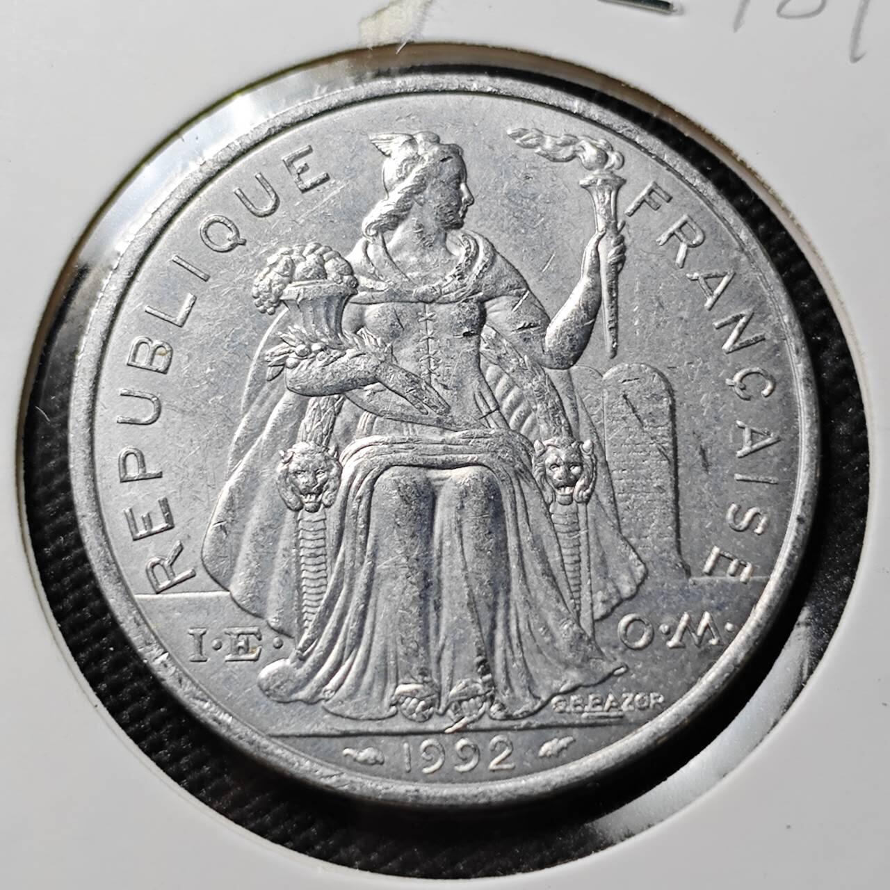 KK钱币收藏小铺 第378期  2月预留时间 周末发货  1992法属新喀里多尼亚5法郎